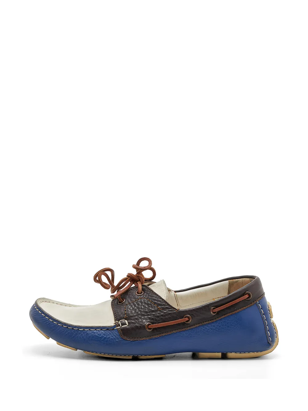 Bottega Veneta Pre-Owned Bottega Veneta Tri Color Leather Lace Up Loafers Size 40 - Blu