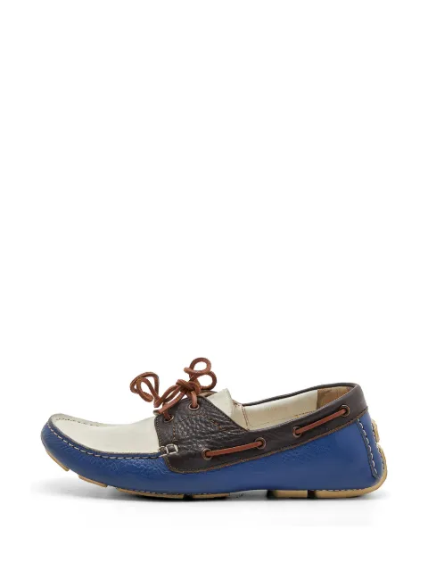 Bottega Veneta Pre-Owned Bottega Veneta Tri Color Leather Lace Up Loafers Size 40