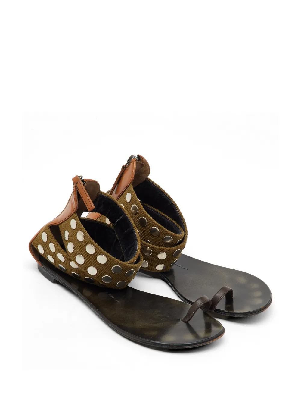 Giuseppe Zanotti Vintage studded toe ring sandals - Verde