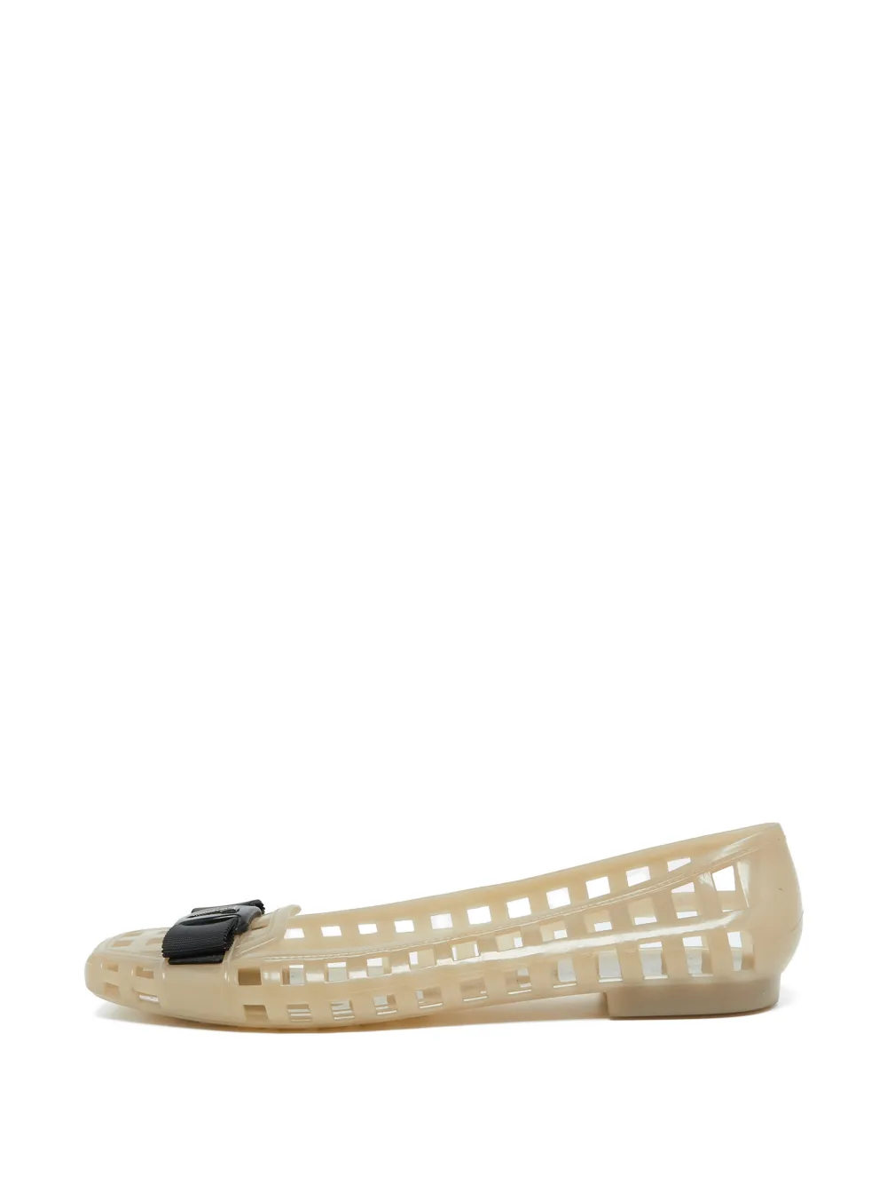 Ferragamo Pre-Owned laser cut-out bow flat pumps - Toni neutri