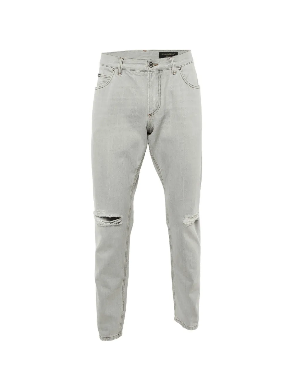 Dolce & Gabbana Pre-Owned distressed-detail logo-plaque jeans - Grigio