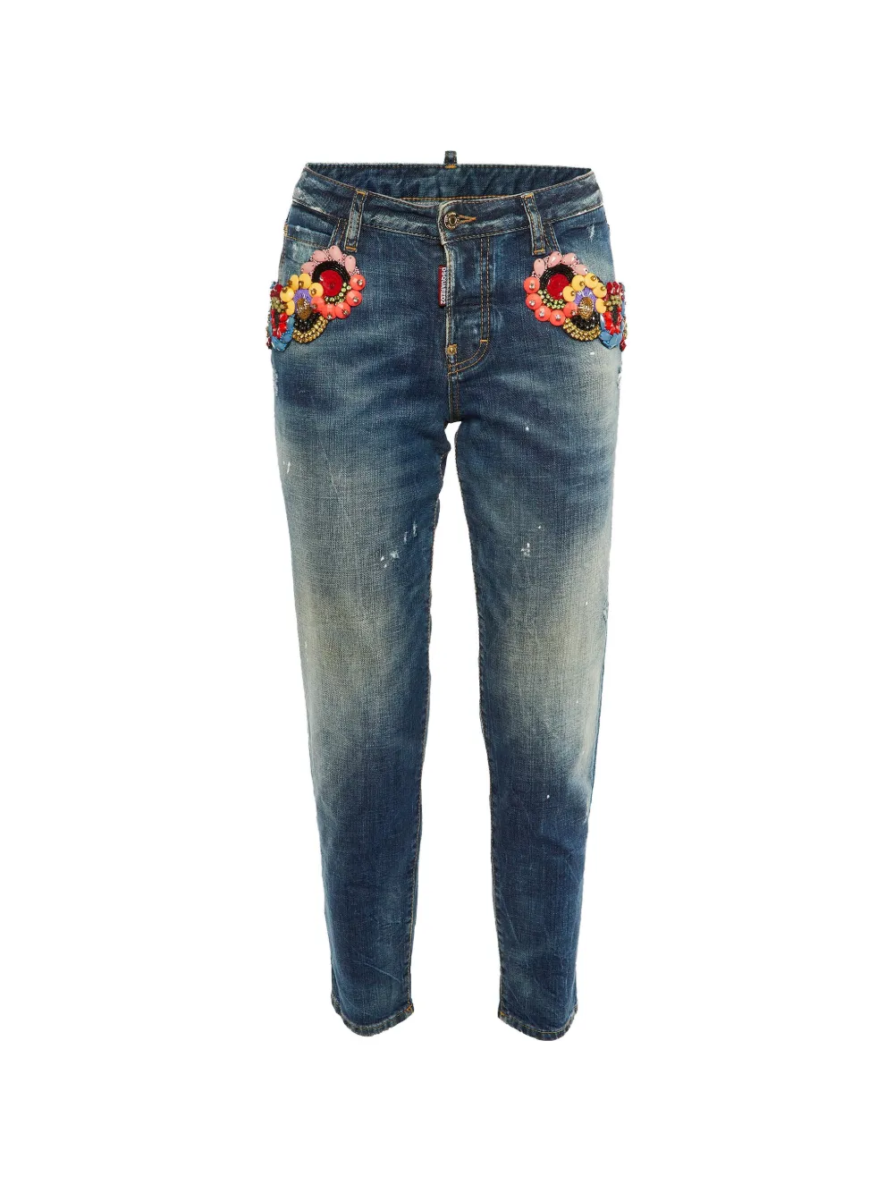 DSQUARED2 bead-embellished straight-leg jeans - Blue