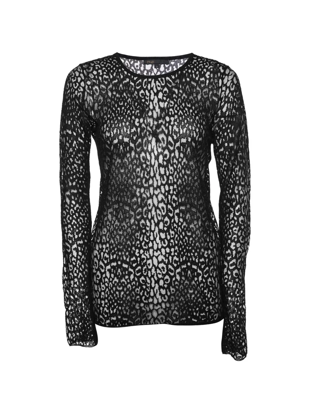 Maje patterned lace long-sleeve T-shirt - Nero