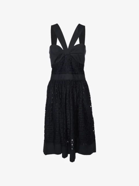Boutique Moschino lace gathered-neck midi dress
