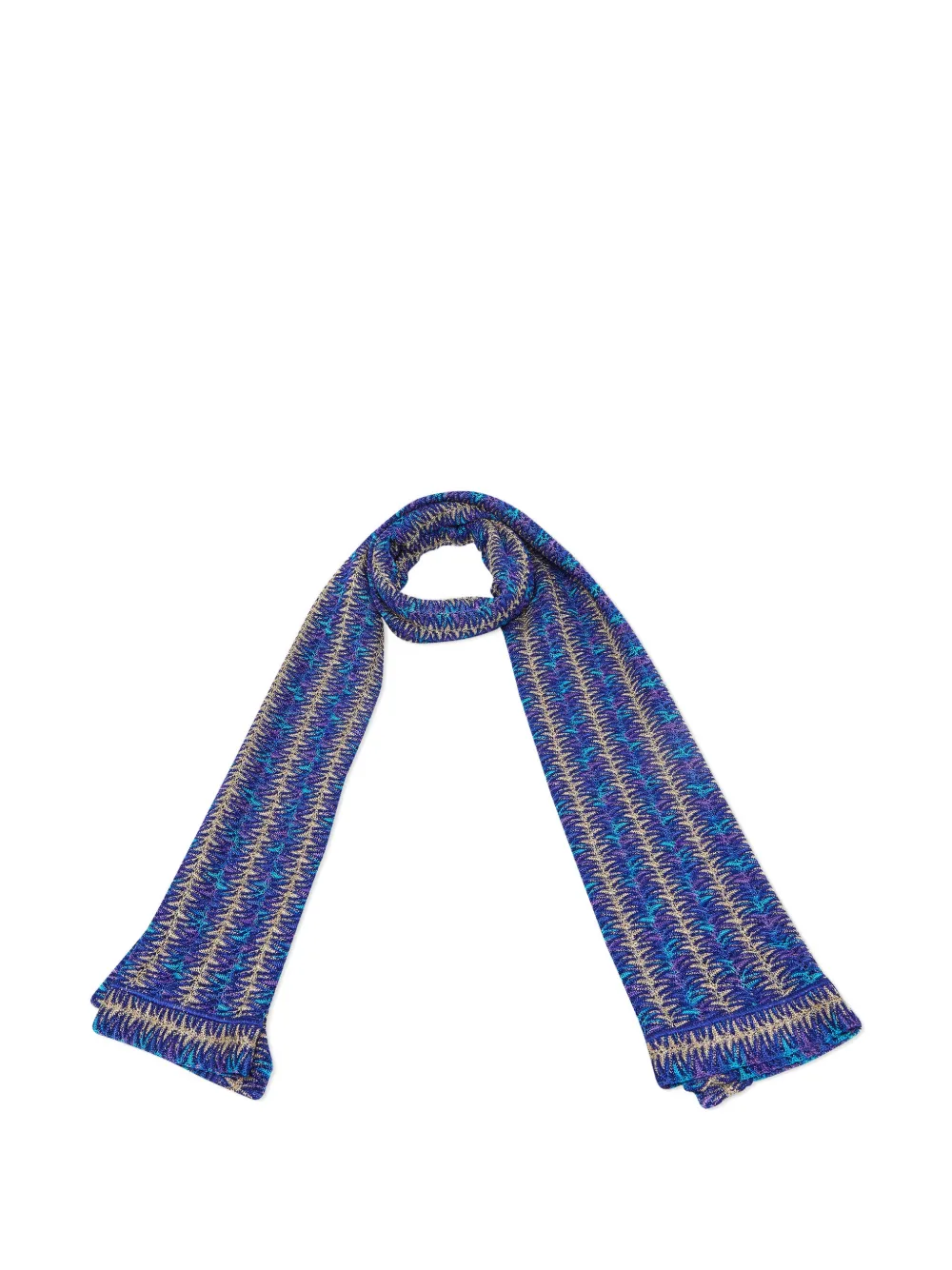 Missoni Pre-owned Lurex Knit Scarf in Blue, view 2