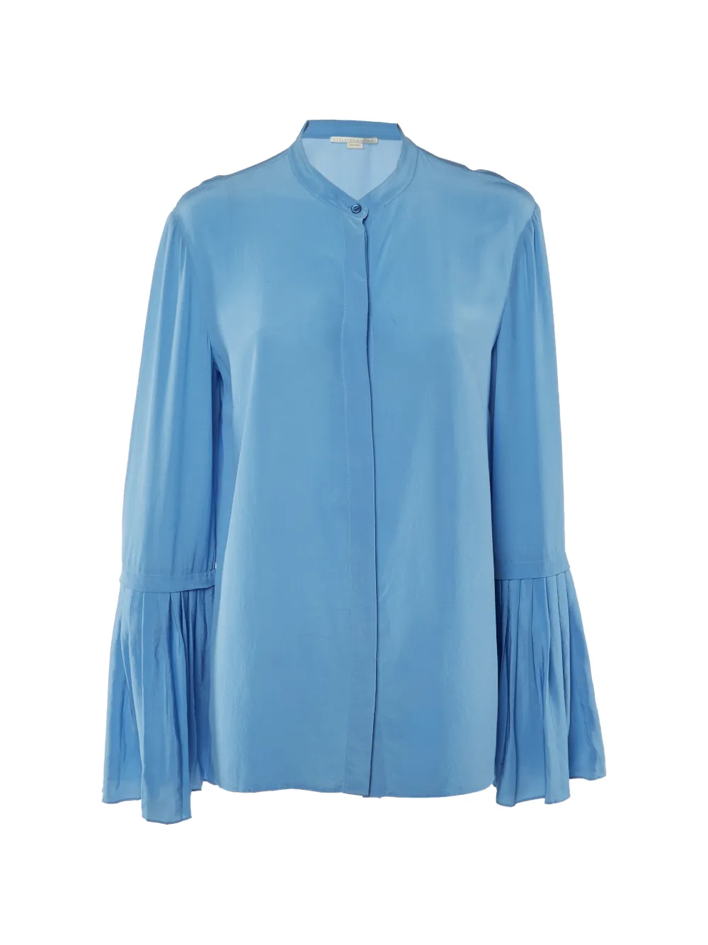 Pre-owned Stella Mccartney Flared-sleeve Silk Top In Blue