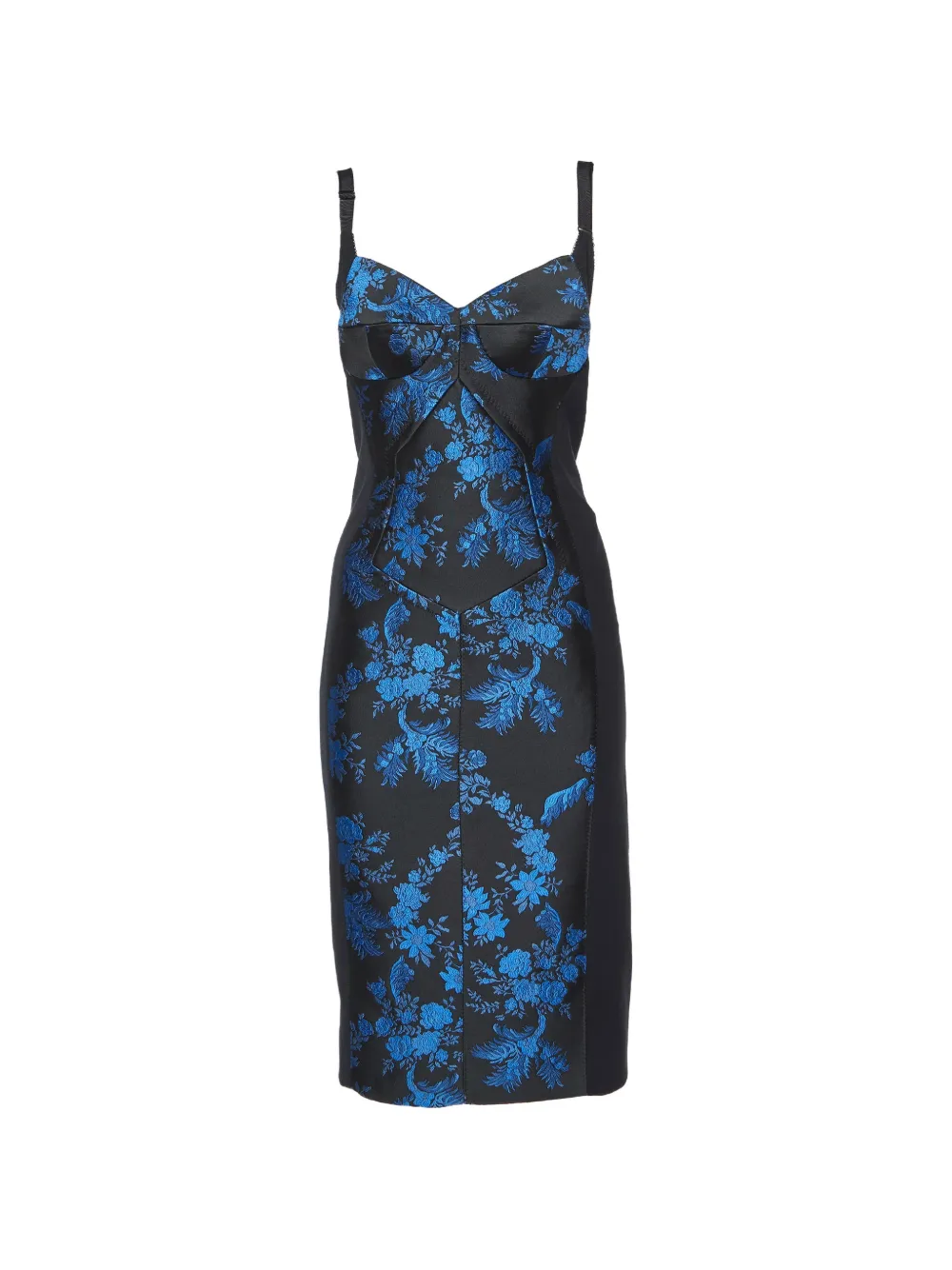 Stella McCartney Pre-Owned floral jacquard bustier midi dress - Nero