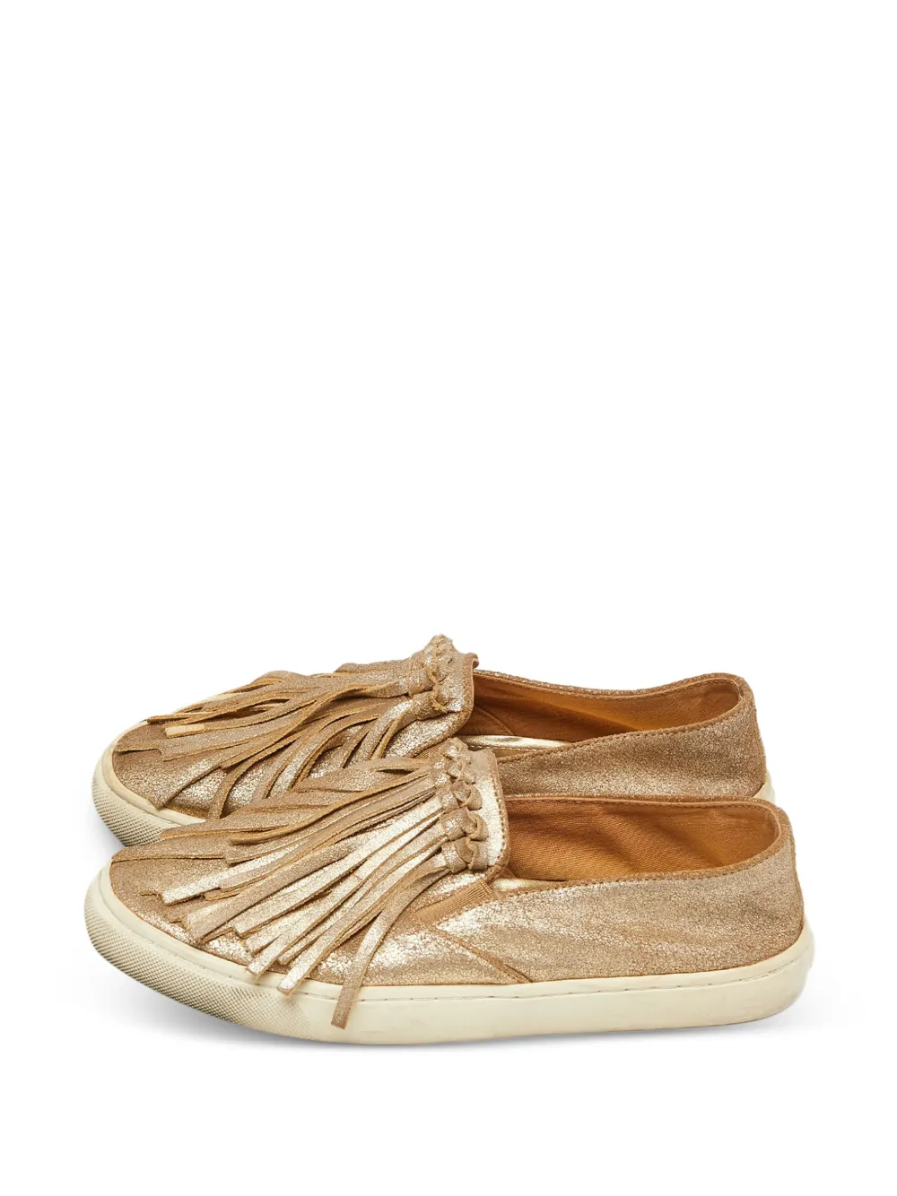 Tory Burch fringe-details slip-on suede sneakers - Gold