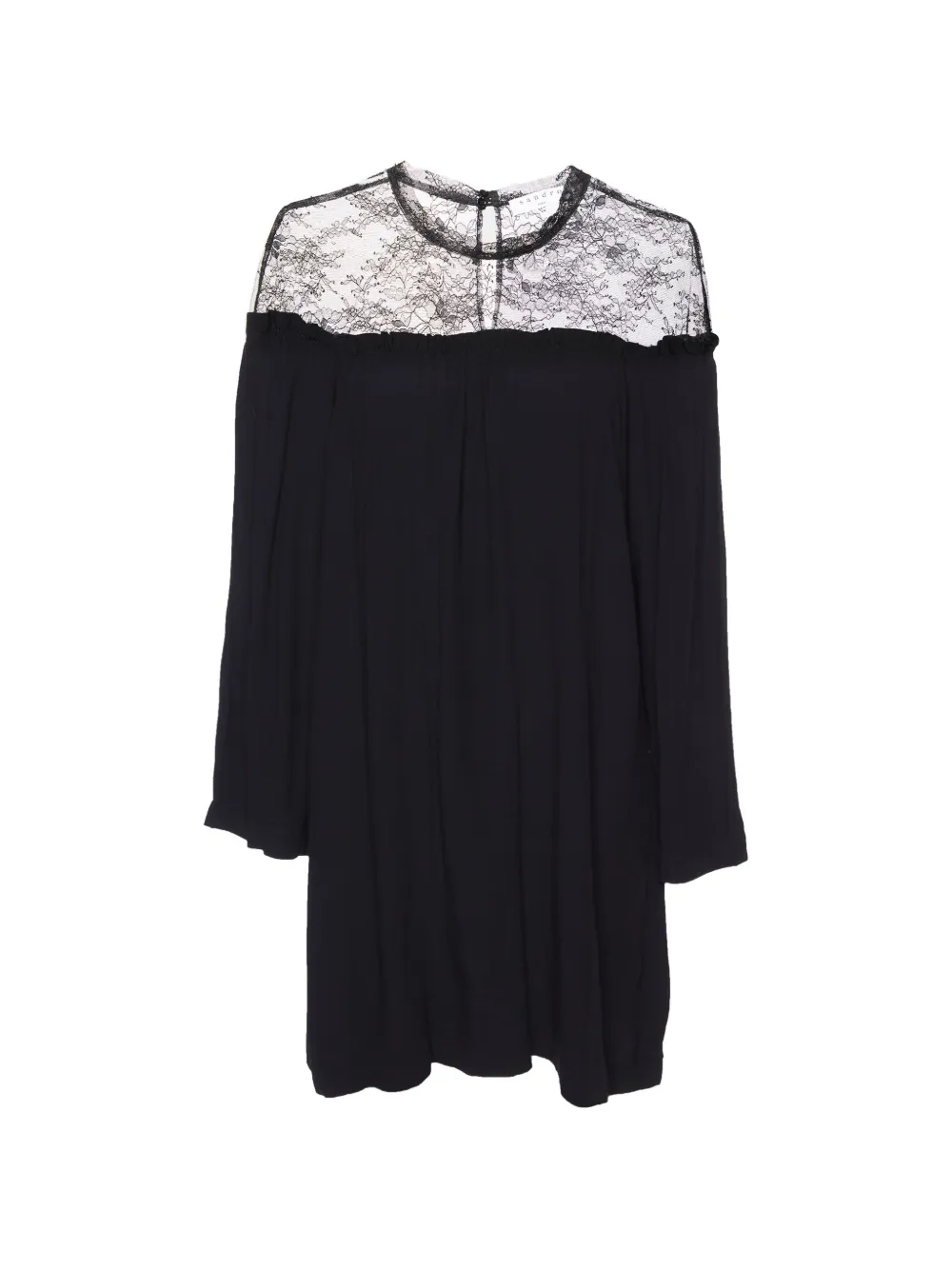 SANDRO lace-trim shift dress - Nero