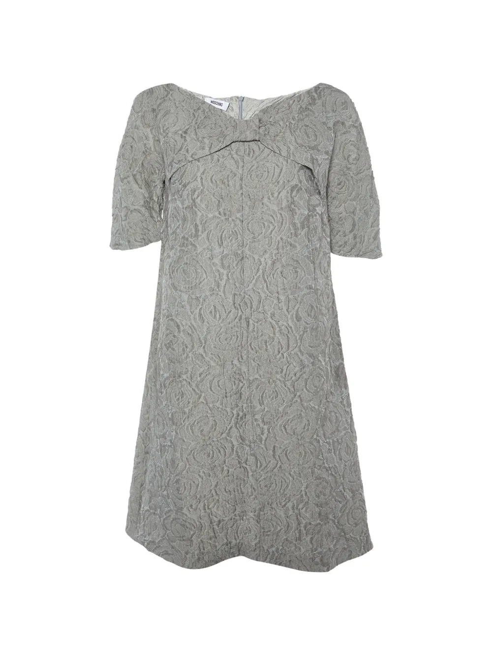 Moschino Pre-Owned floral jacquard bow-detail shift dress - Grigio