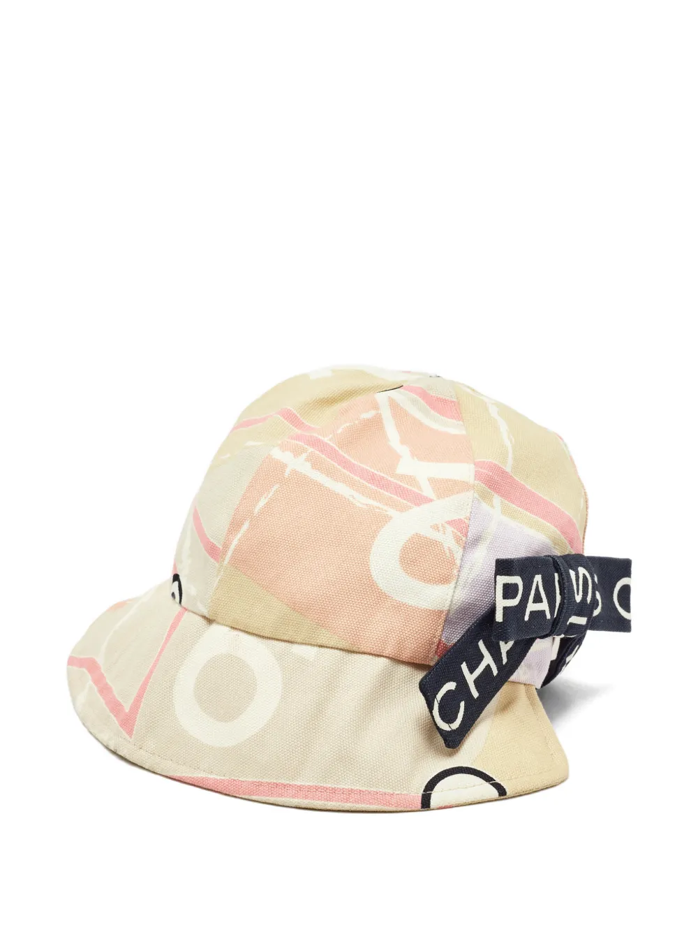 CHANEL Pre-Owned bow-detail printed bucket hat - Toni neutri