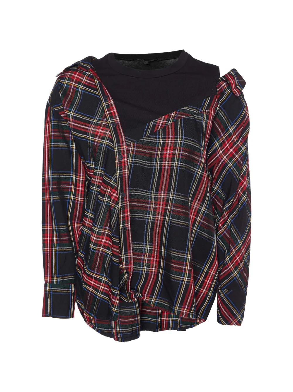 Maje asymmetric plaid-check shirt - Nero