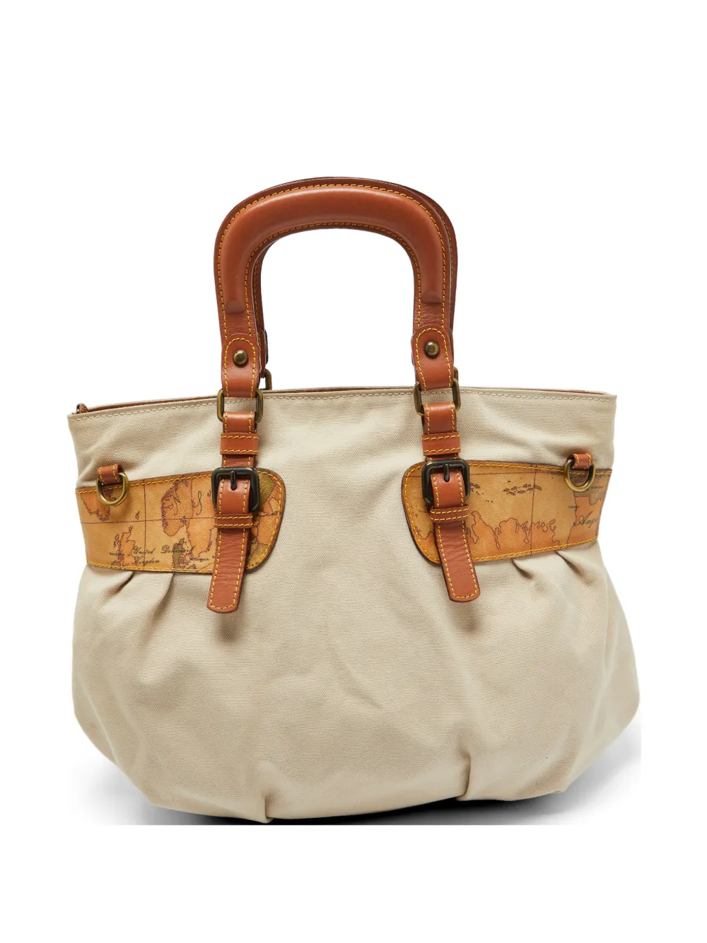 ALVIERO MARTINI 1° CLASSE Geo-print canvas satchel bag - Toni neutri