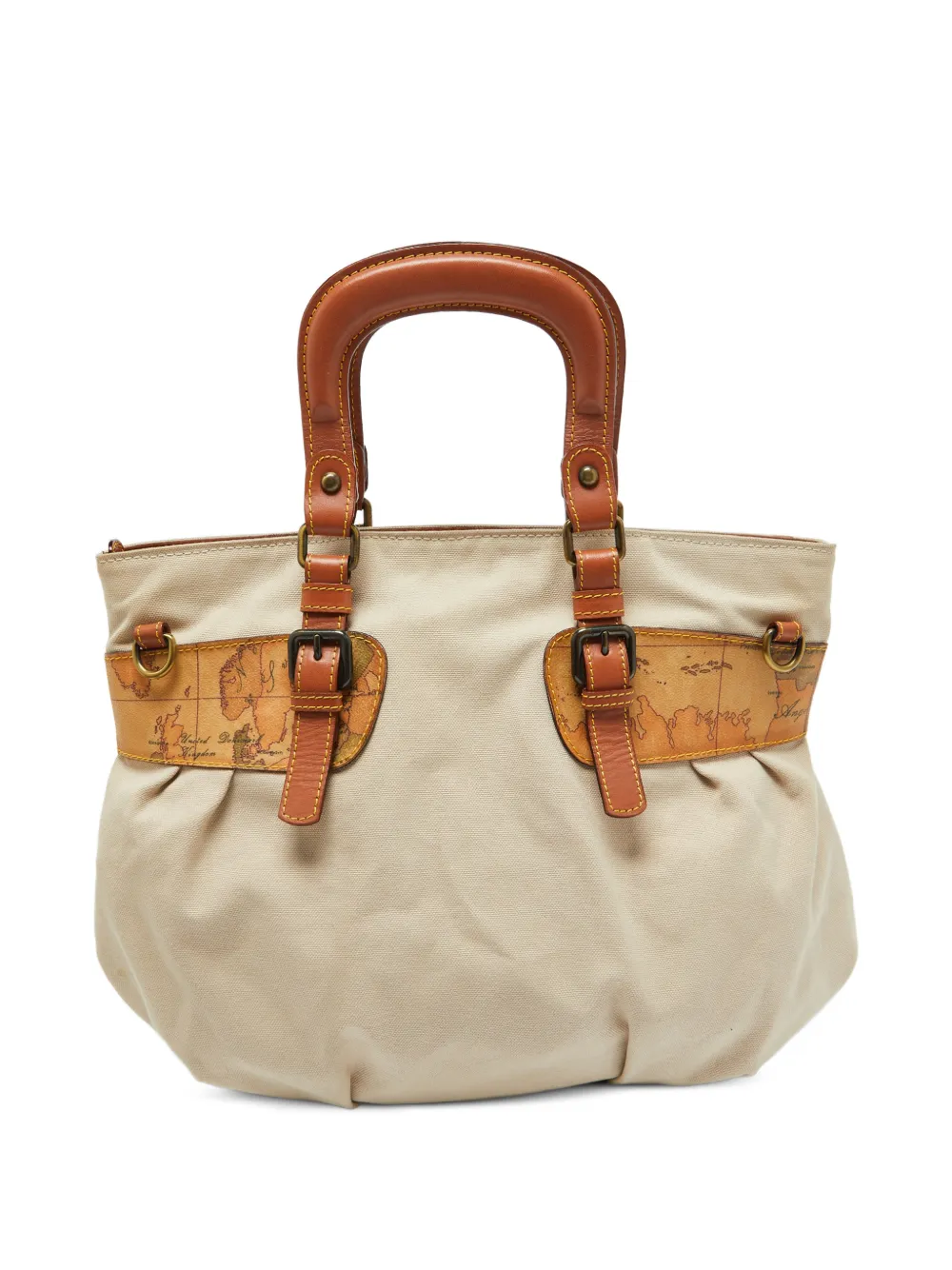ALVIERO MARTINI 1° CLASSE Geo-print canvas satchel bag - Toni neutri