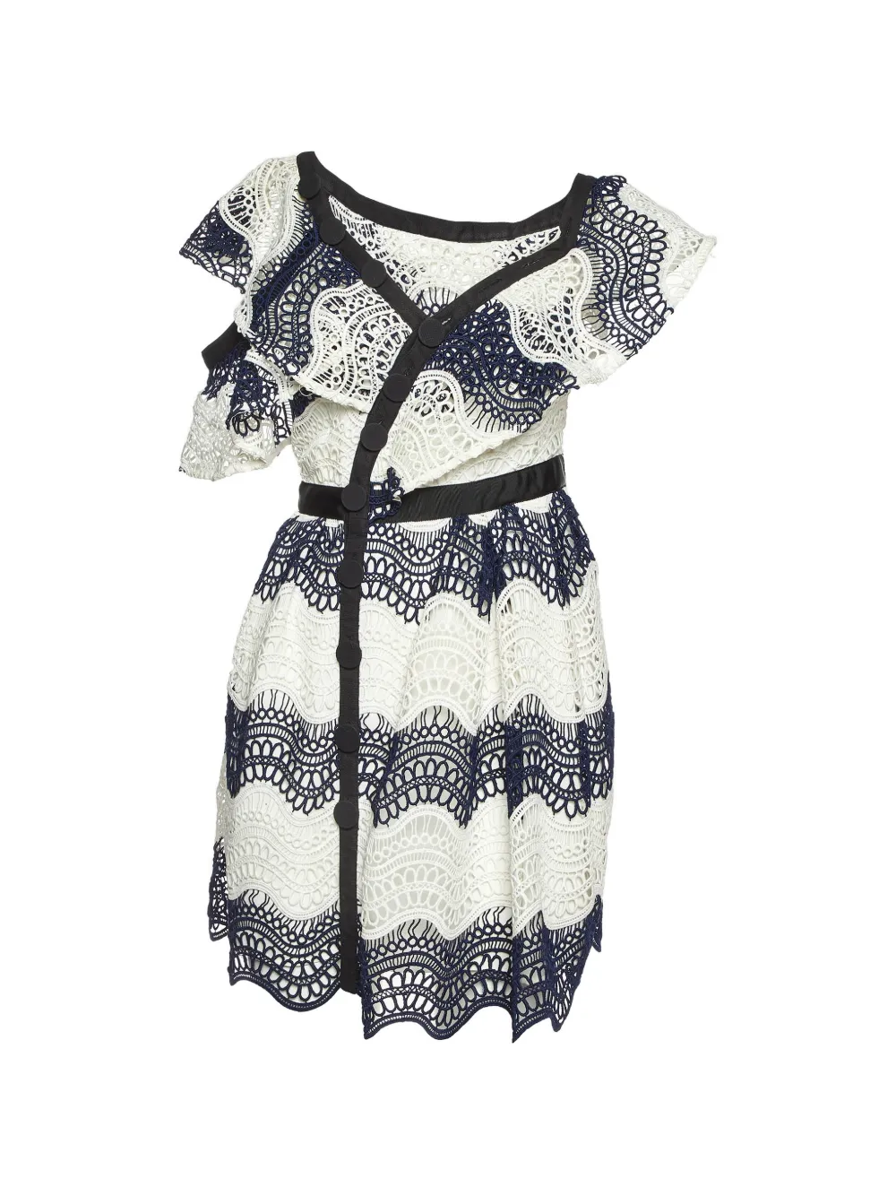 Self-Portrait lace-detail mini dress - Blu