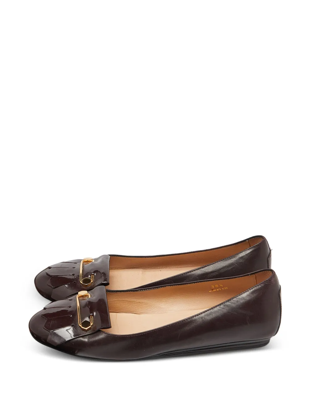 Tod's Vintage fringe-detail ballet flats - Braun