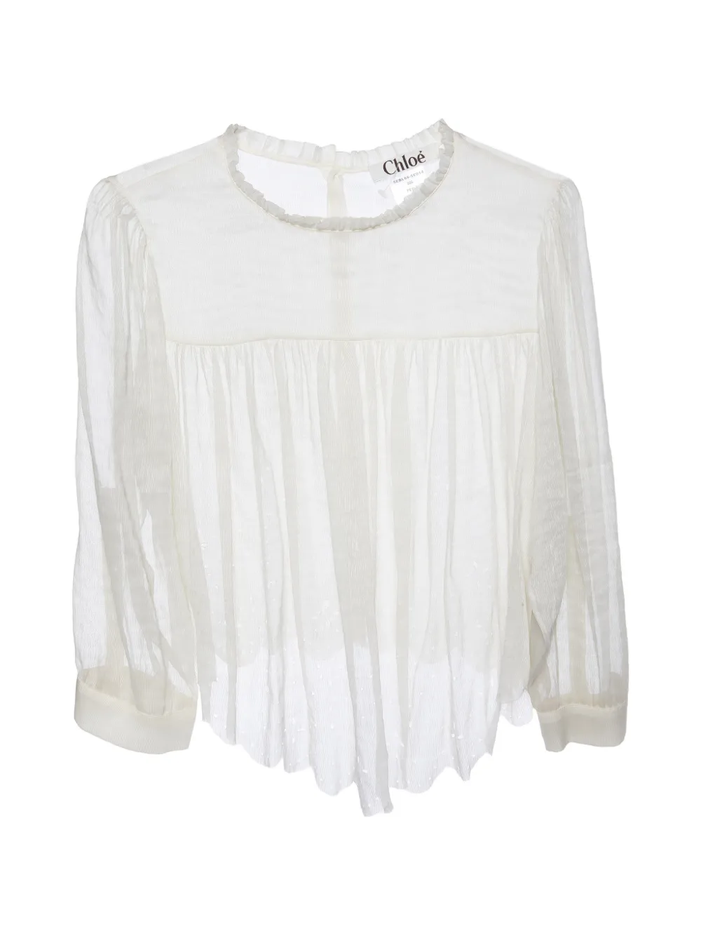 Chloé Pre-Owned ruffled silk-blend blouse - Bianco