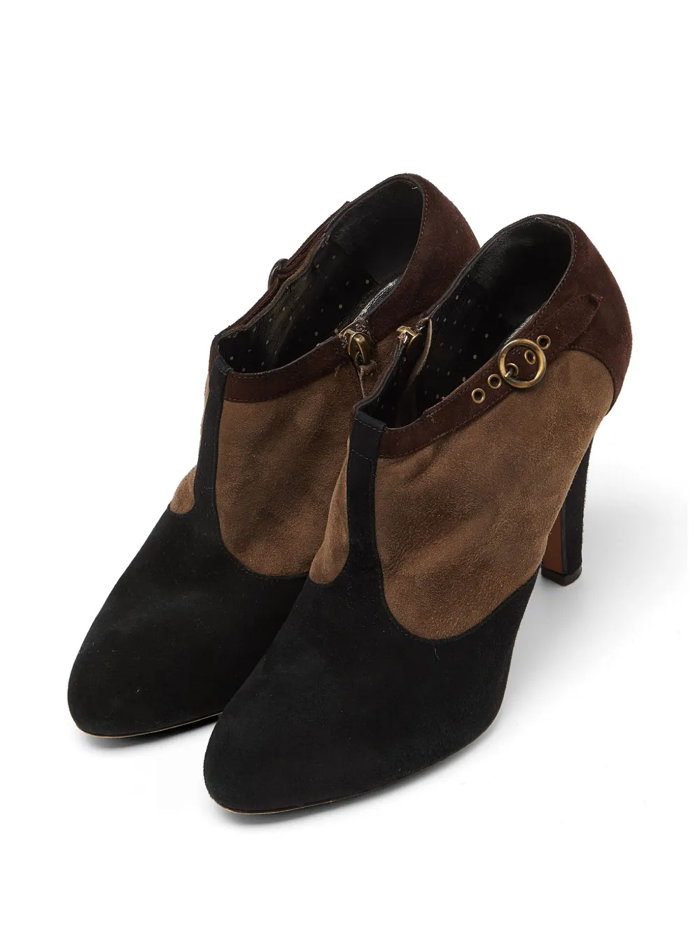 Moschino Pre-Owned buckle-detail suede ankle pumps - Braun
