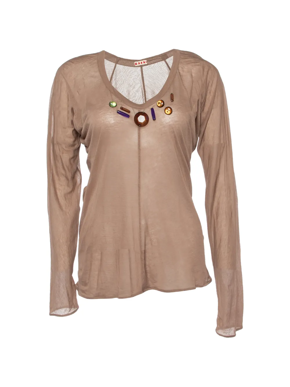 Marni Pre-Owned embellished long-sleeve top - Toni neutri