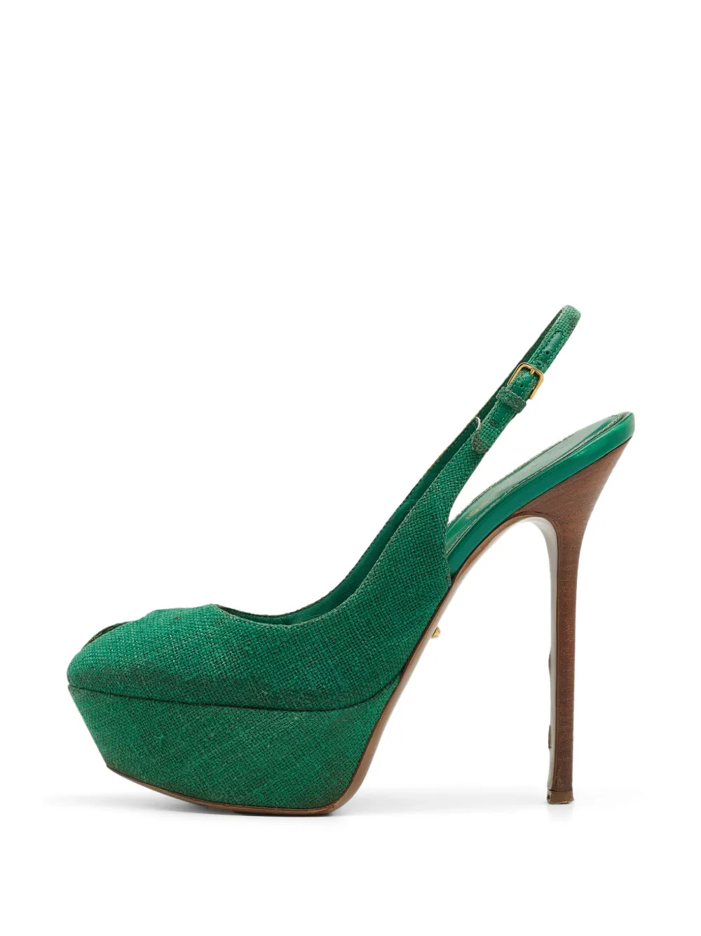 Pre-owned Sergio Rossi Cachet Peep-toe Platform Sandals In Green