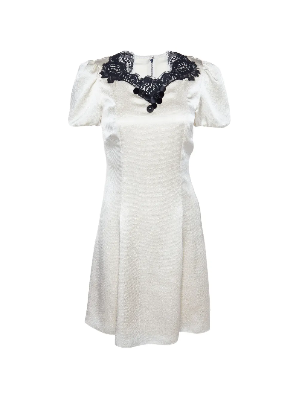 Pre-owned Dolce & Gabbana Lace-trim Mini Dress In White