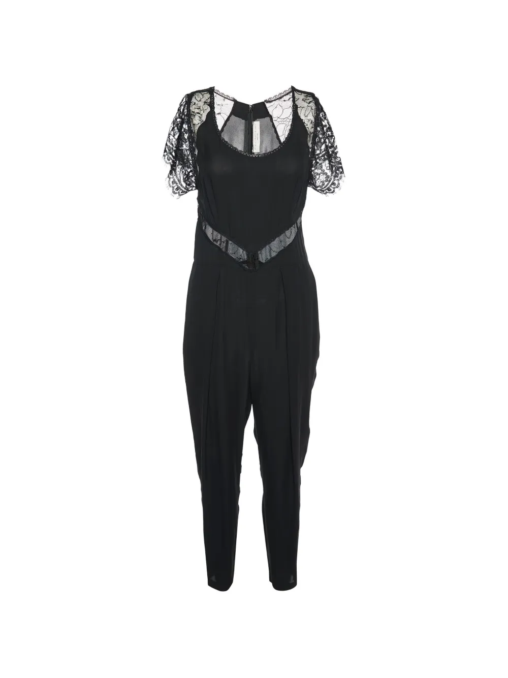 Stella McCartney Pre-Owned lace-trim georgette jumpsuit - Nero