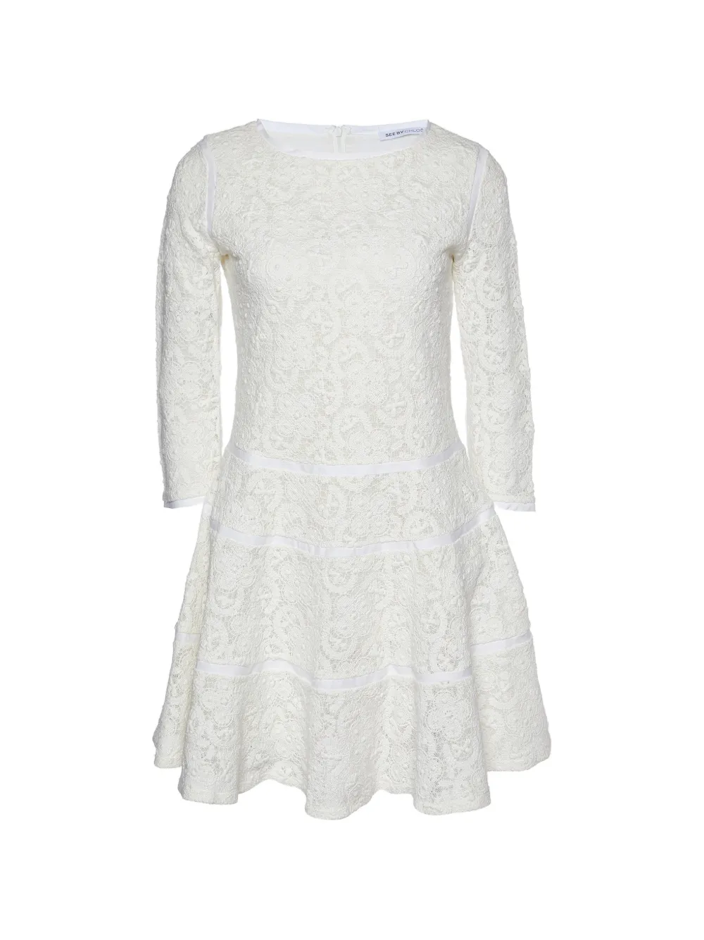 See By Chloé Vintage crochet-lace flared fit mini dress - Bianco