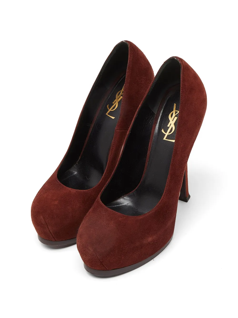 Pre-owned Saint Laurent Tribtoo Platform Pumps In Brown