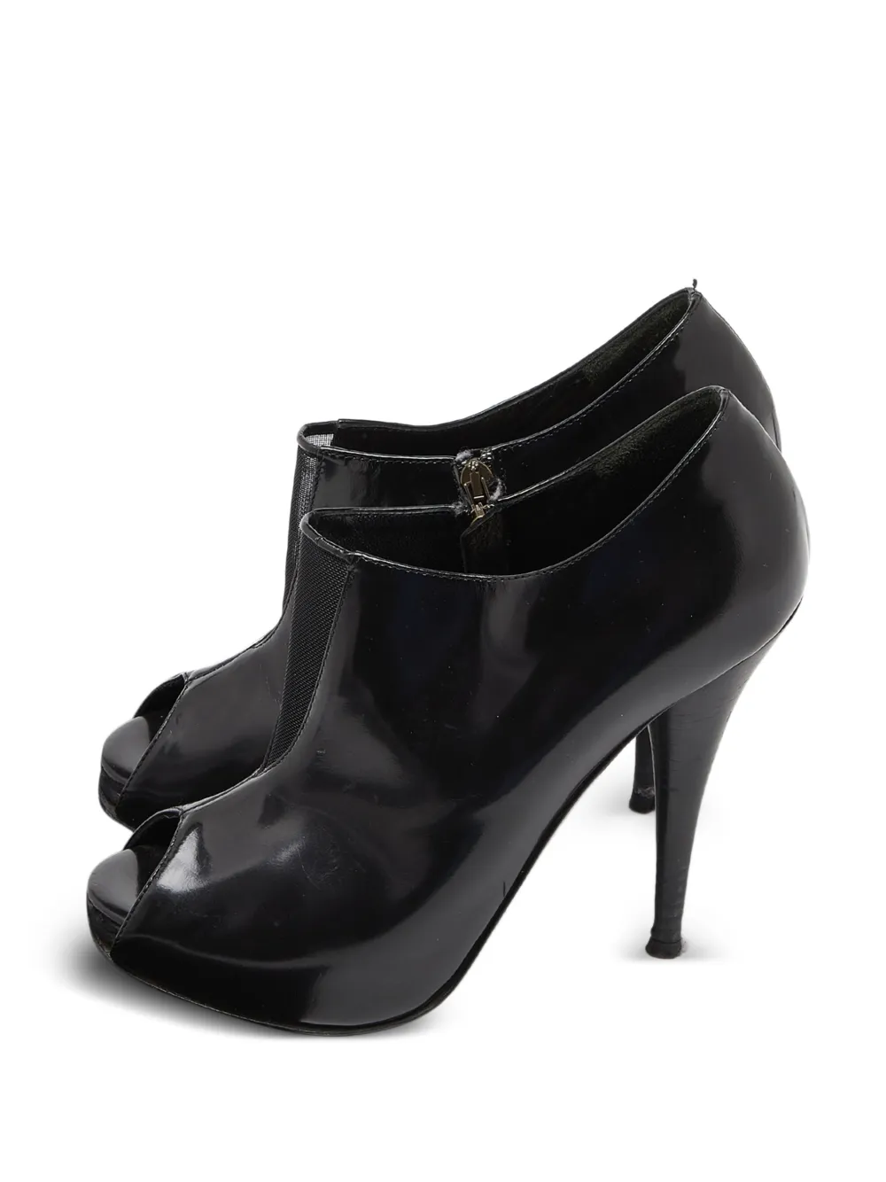 Fendi Pre-Owned patent leather open-toe ankle boots - Schwarz
