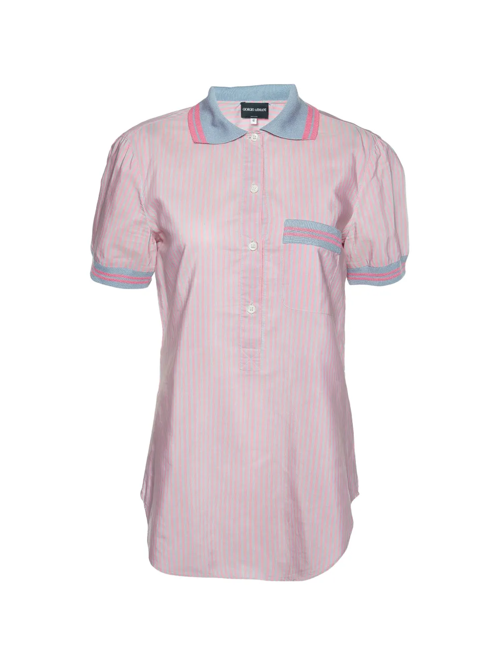 Giorgio Armani Pre-Owned stripe-print half-placket shirt - Rosa