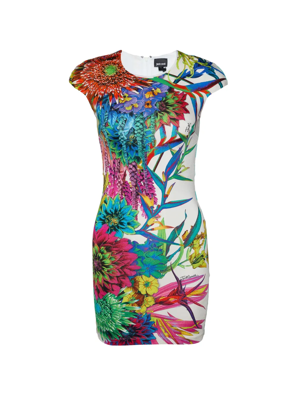 Just Cavalli Vintage Abito a fiori con maniche ad aletta - Bianco