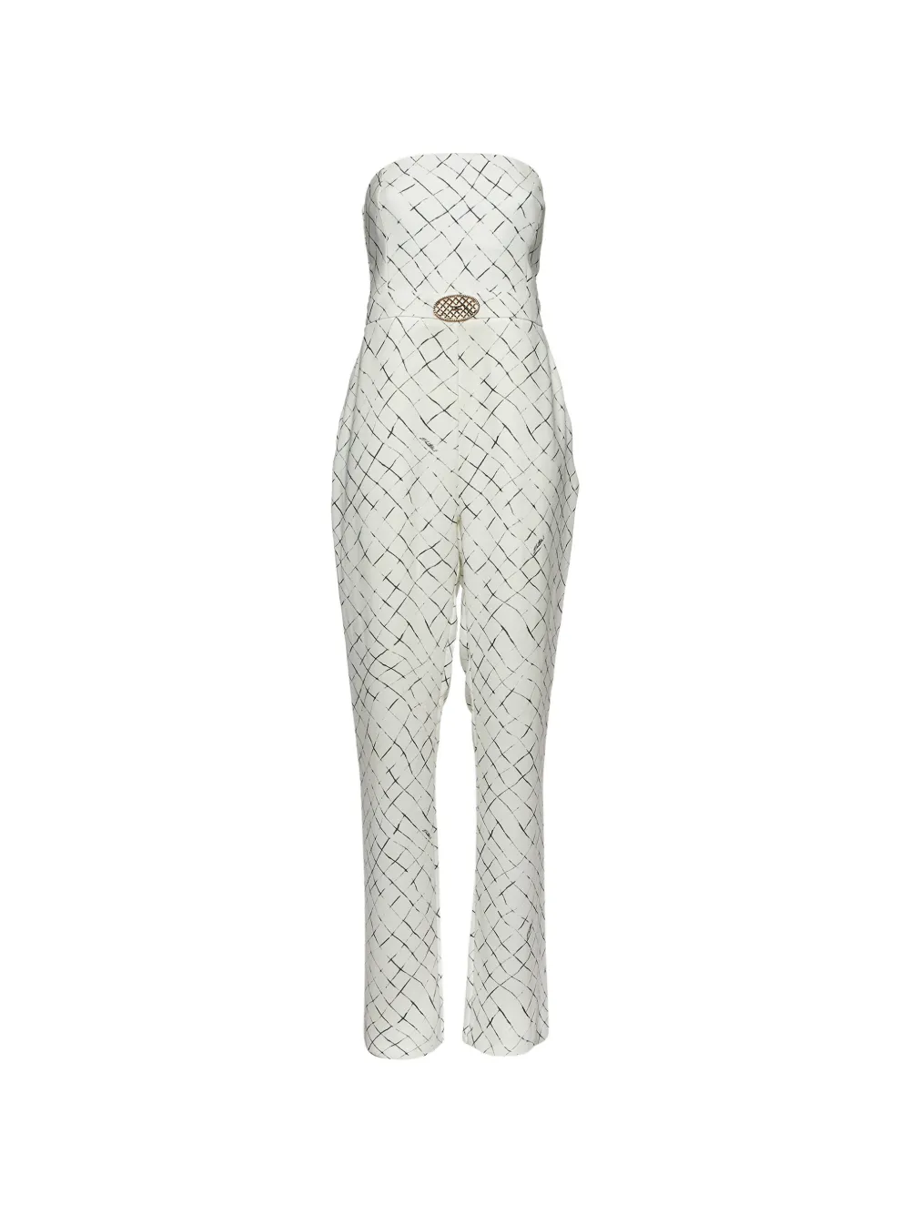 Elisabetta Franchi printed crepe strapless jumpsuit - Bianco