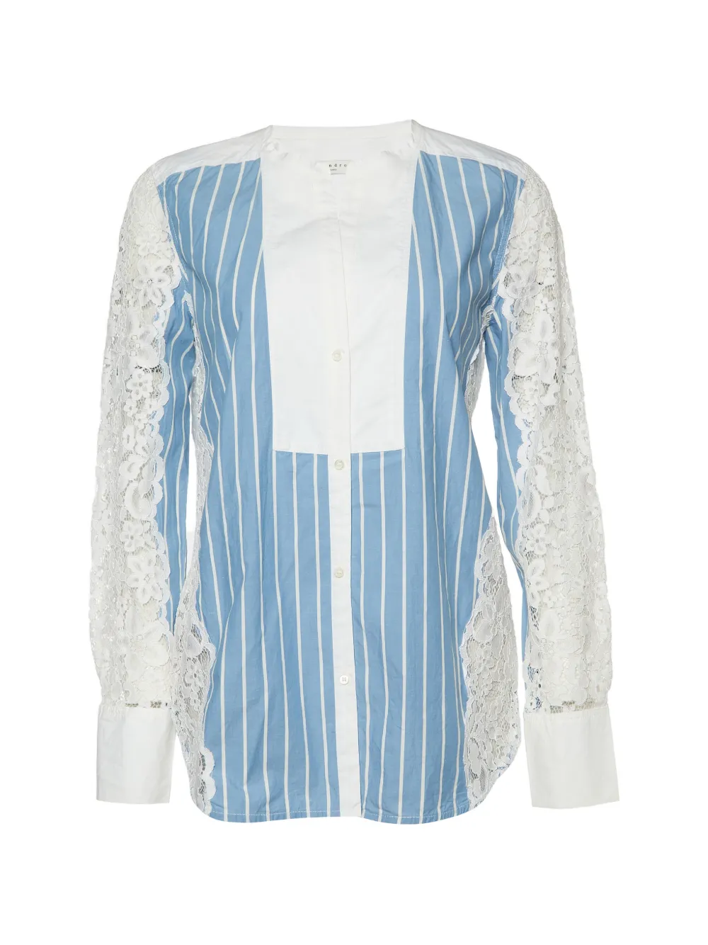 SANDRO striped lace-panel shirt - Blu