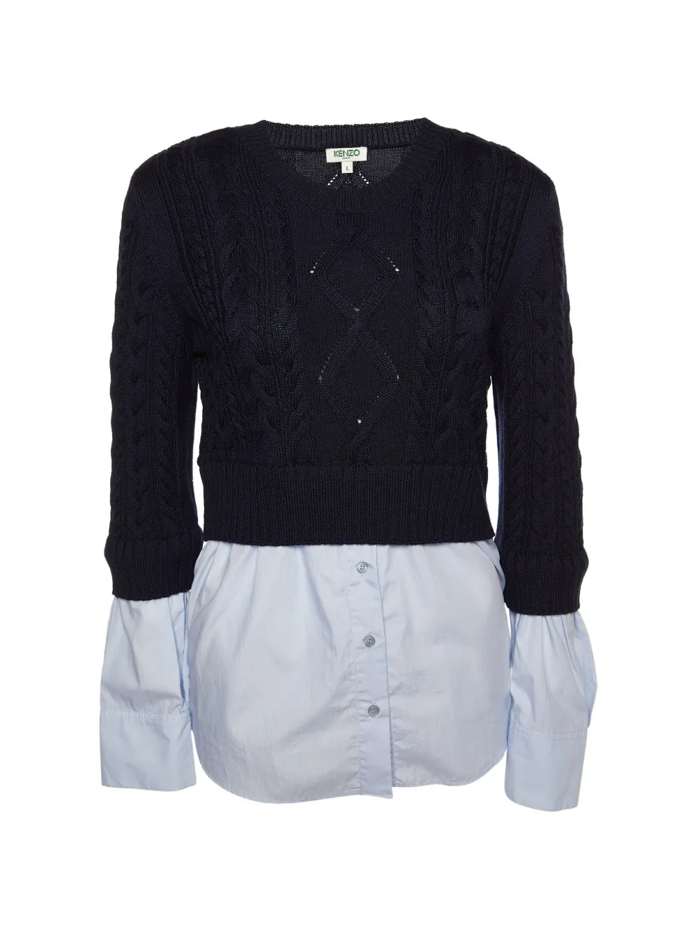 Kenzo Pre-Owned shirt-insert knit sweater - Blu