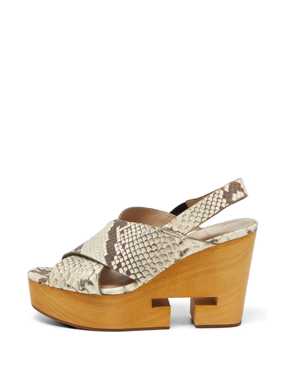 Tory Burch python-embossed cork wedge sandals - Toni neutri