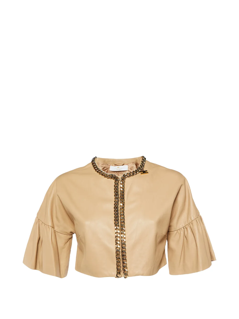 Elisabetta Franchi chain-detail cropped leather jacket - Toni neutri