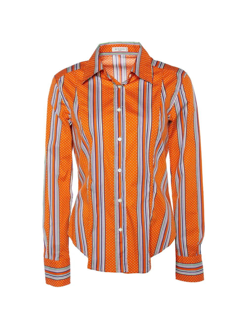 Etro Pre-Owned Etro orange printed cotton button front shirt - Arancione