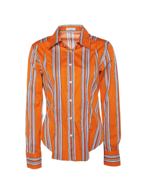 Etro Pre-Owned Etro orange printed cotton button front shirt