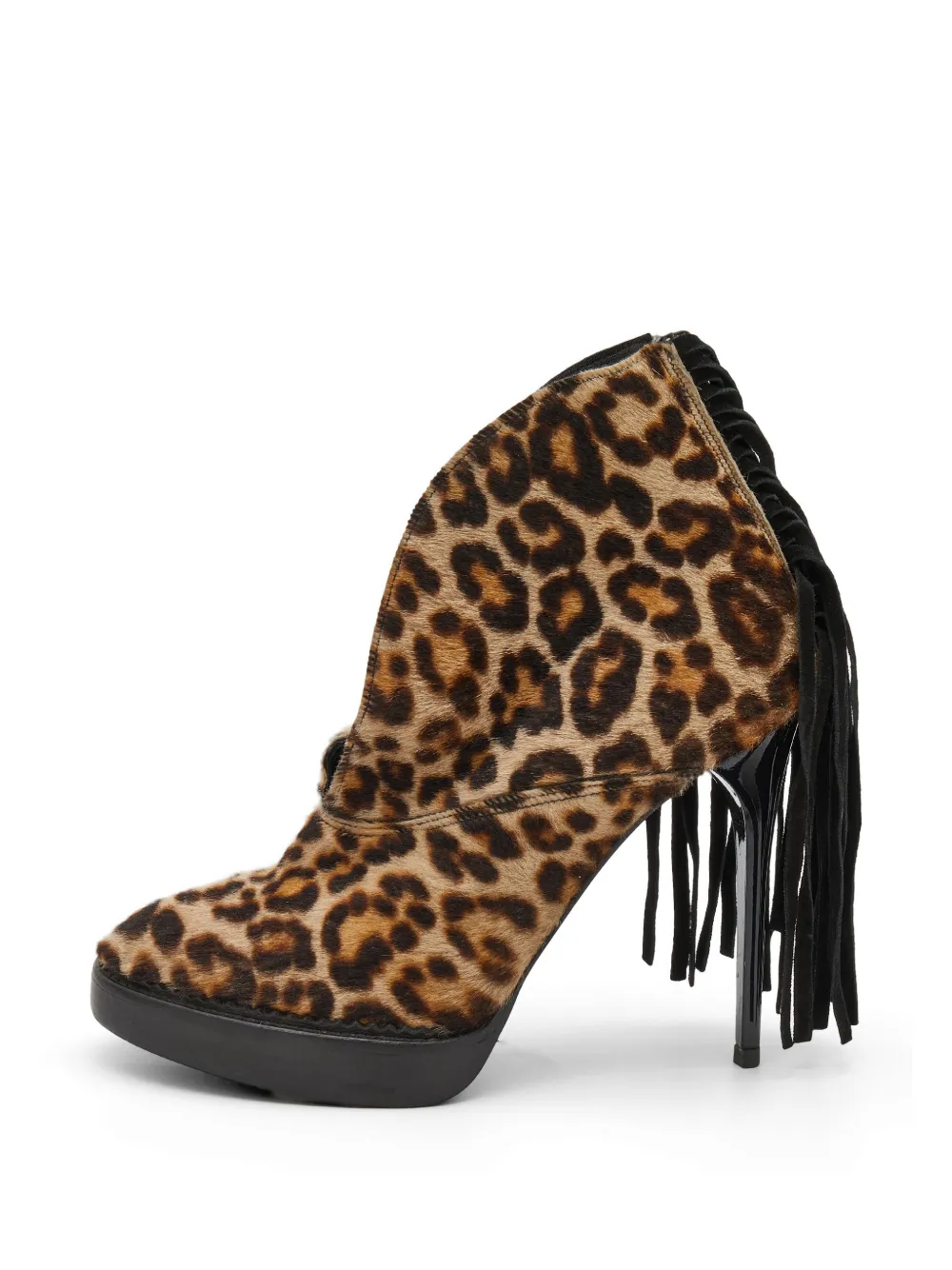 Burberry Pre-Owned leopard-print fringe ankle boots - Neutrals