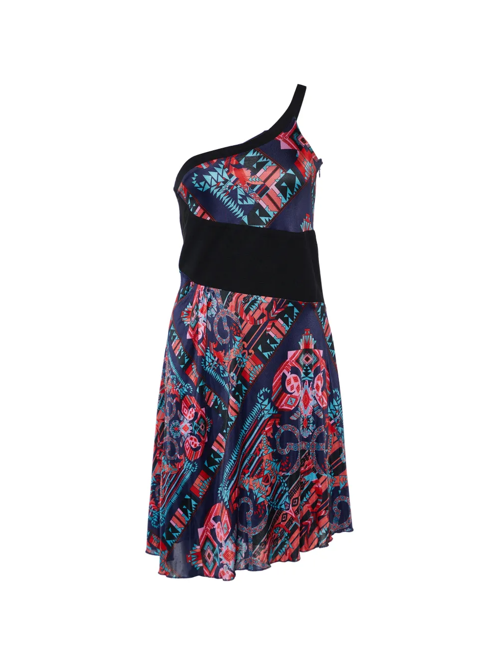 Versace Pre-Owned printed one-shoulder dress - Blau
