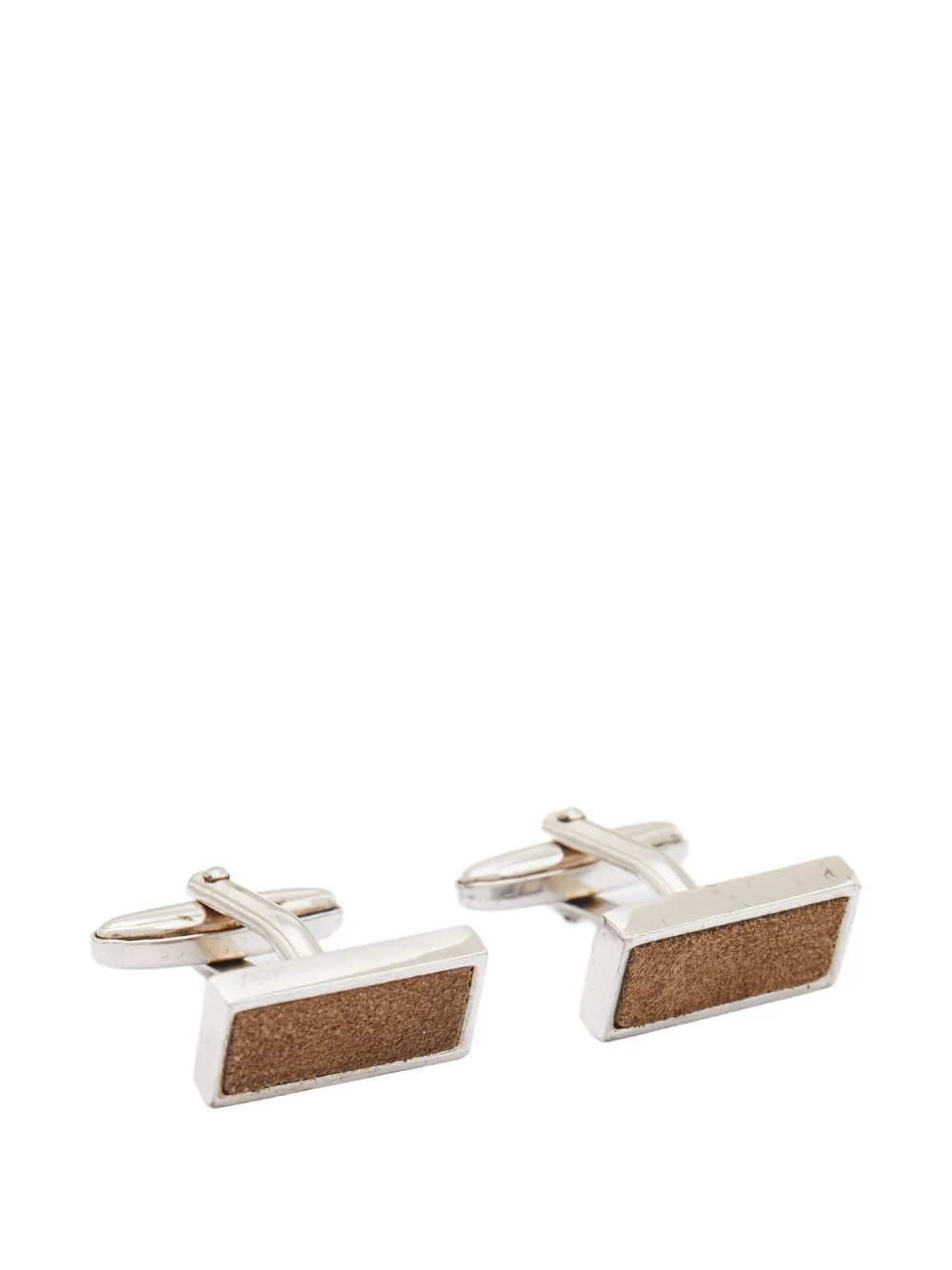 BOSS rectangular suede cufflinks - Silber