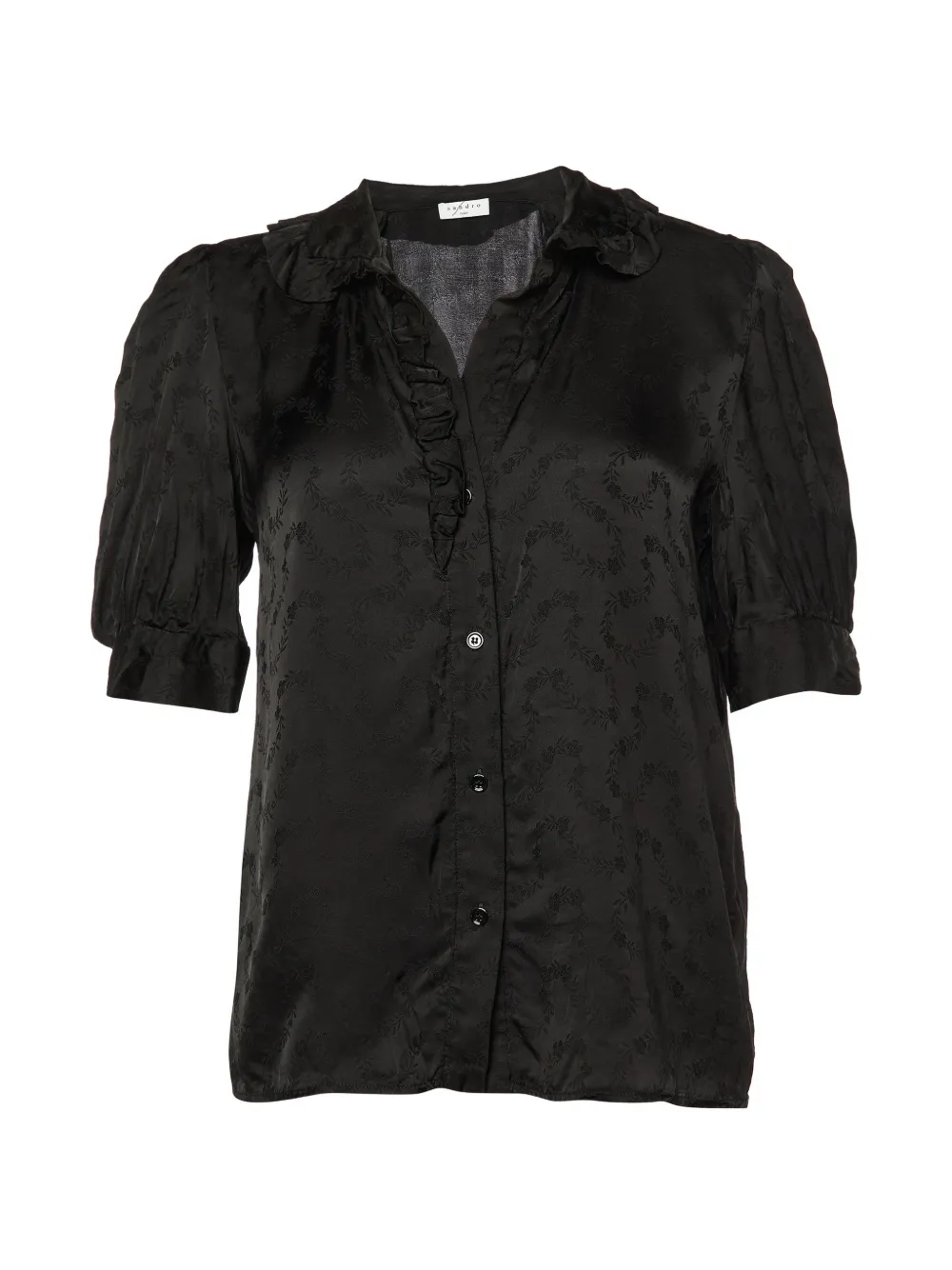 SANDRO ruffled floral-patterned shirt - Nero