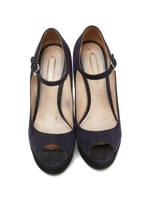 Prada Pre-Owned プラットフォーム スエードサンダル | ブルー
