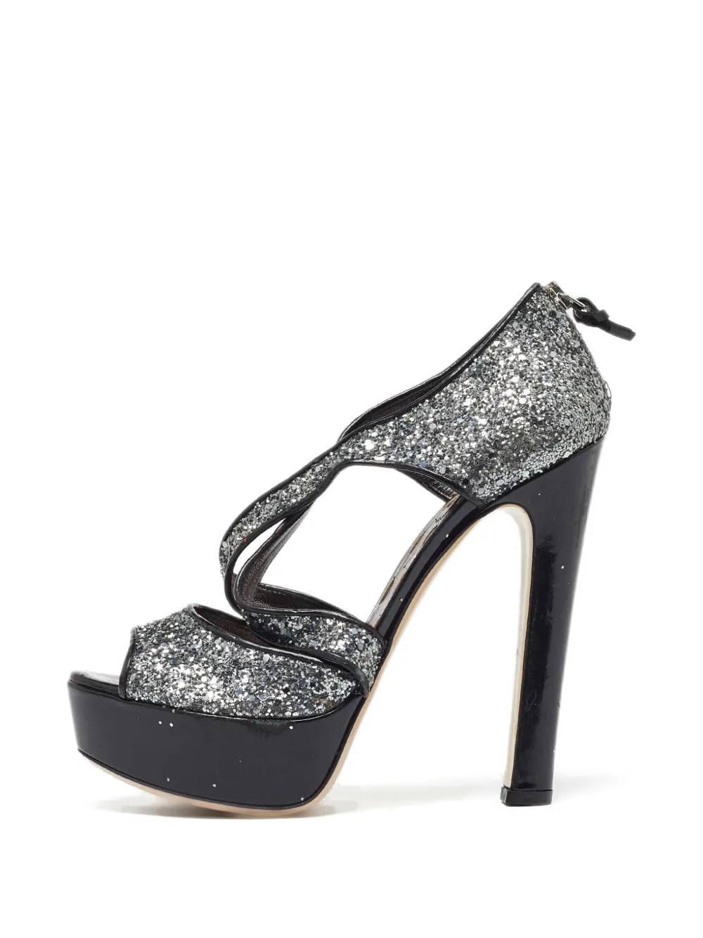 Miu Miu Pre-Owned glitter platform sandals - Argento