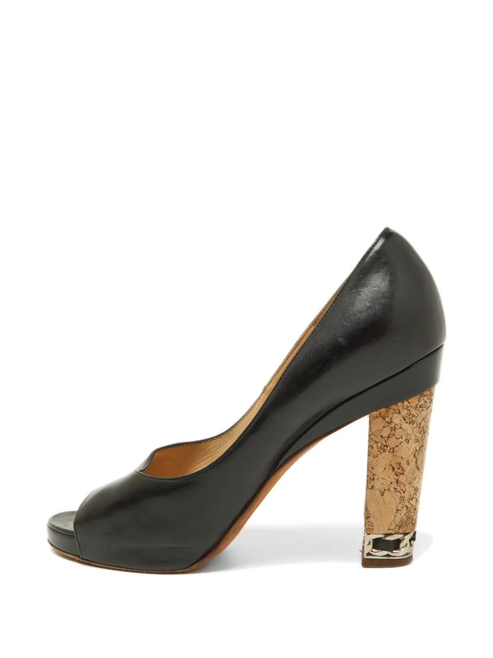 CHANEL Pre-Owned chain-link cork-heel heeled pumps - Schwarz