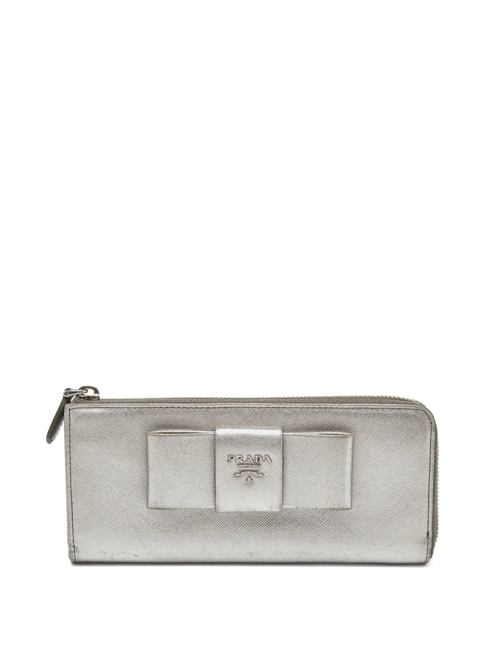 Prada Pre-Owned Saffiano bow wallet - Argento