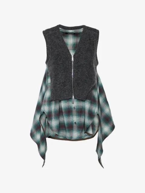 DSQUARED2 checkered knit-overlay shirt