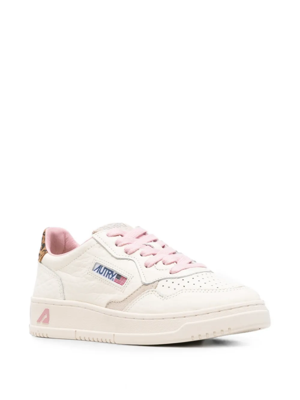 Autry Medalist Low leopard-print panelled sneakers Beige