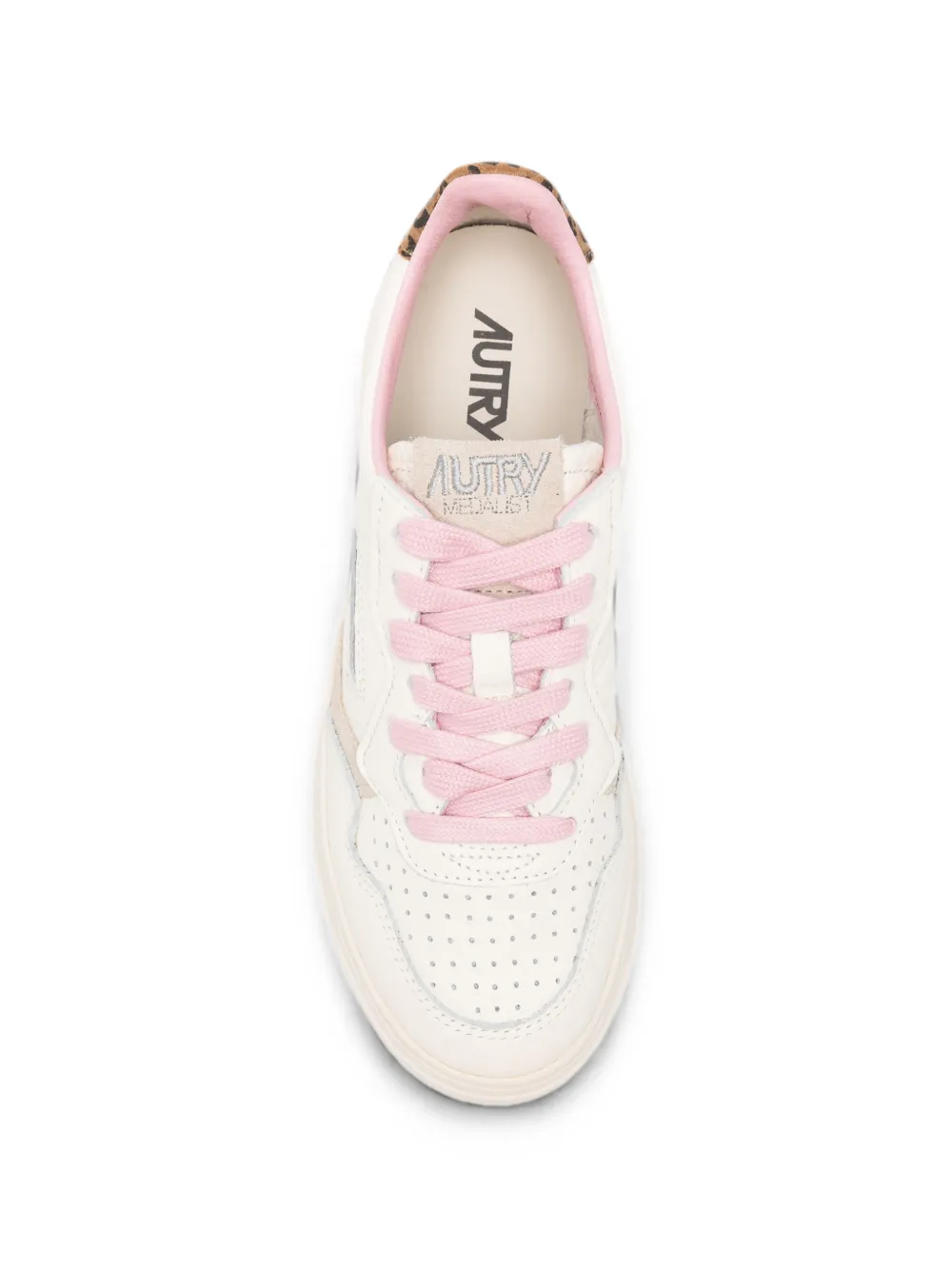 Autry Medalist Low leopard-print panelled sneakers Beige