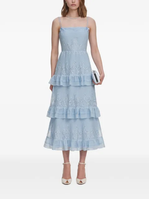 Self-Portrait lace-trimmed ruffled midi dress